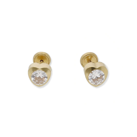Pendientes Bebé Corazón Oro y Circonitas 4.00 mm