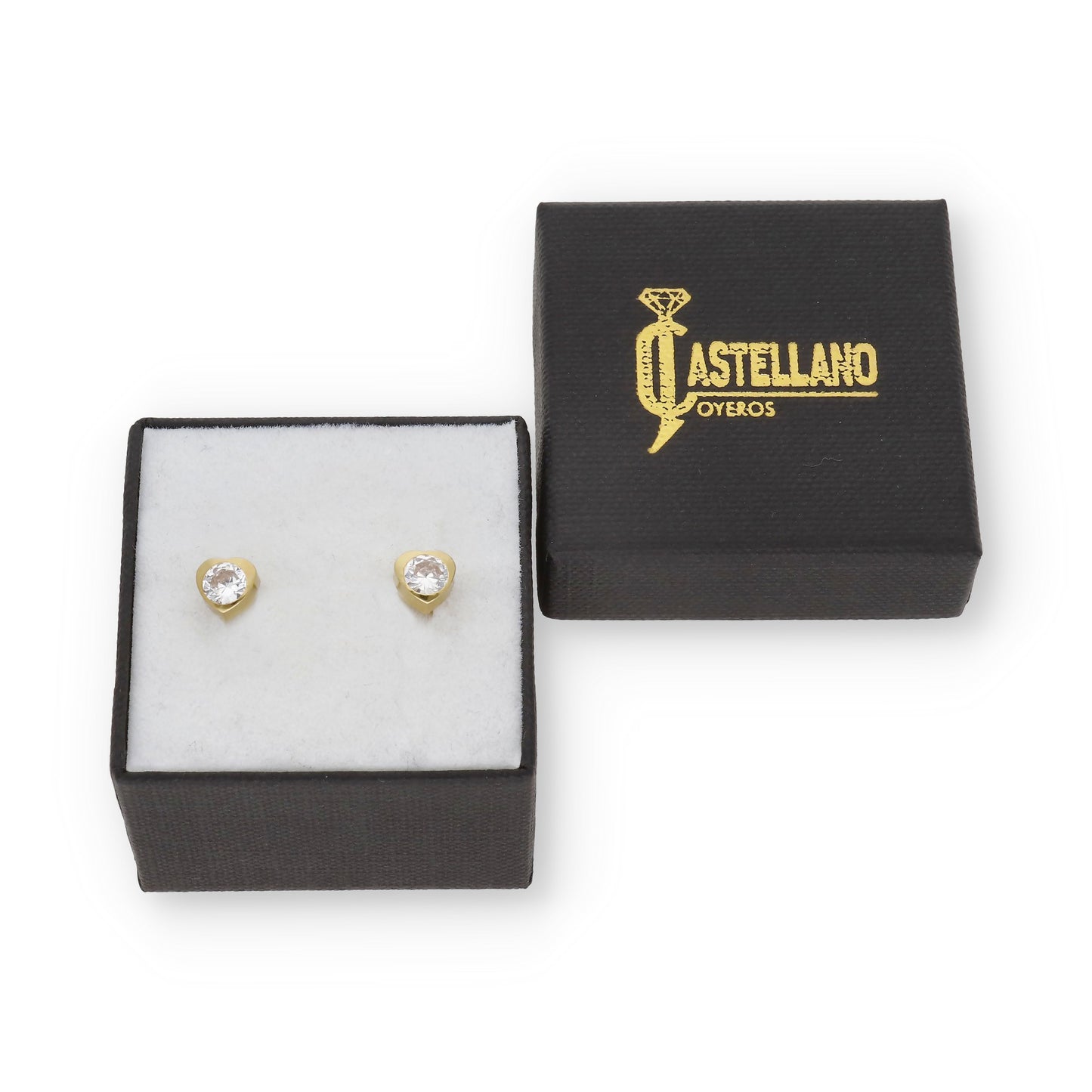 Pendientes Bebé Corazón Oro y Circonitas 4.00 mm