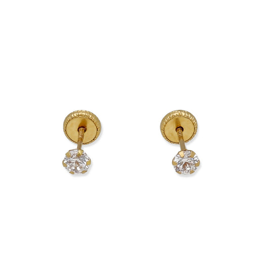 Pendientes Bebé en Oro de Ley 18K con Circonita 4.00 mm