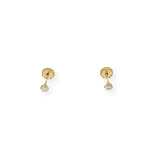 Pendientes Bebé en Oro de Ley 18K con Circonita 3.00 mm
