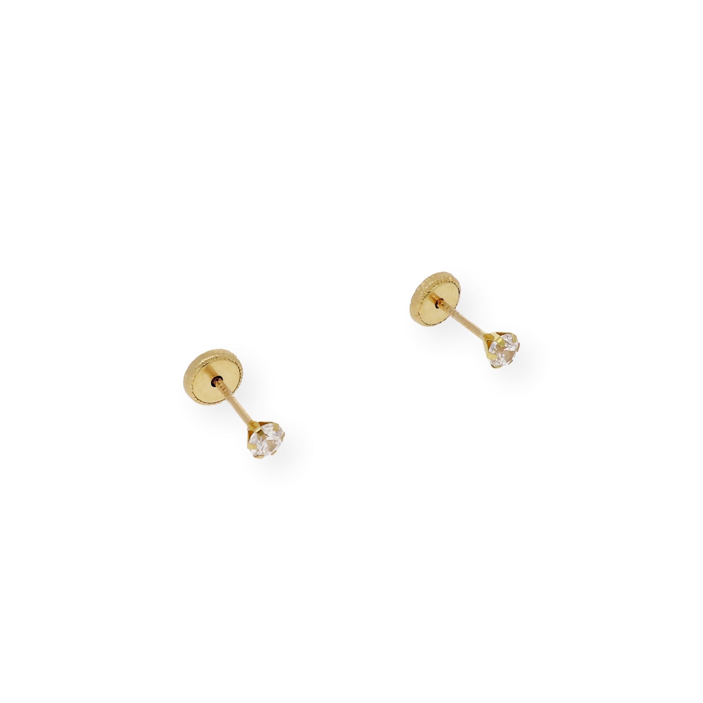 Pendientes Bebé en Oro de Ley 18K con Circonita 3.00 mm