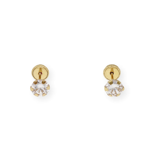 Pendientes Bebé en Oro de Ley 18K con Circonita 5.00 mm