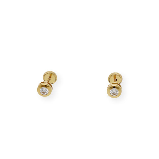 Pendientes Bebé en Oro de Ley 18K con Chatón 5mm
