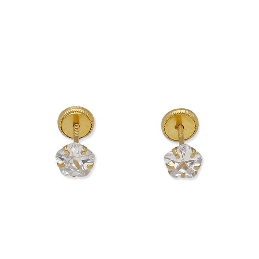 Pendientes Bebé en Oro de Ley 18K 5 Patillas con Circonita 5.00 mm