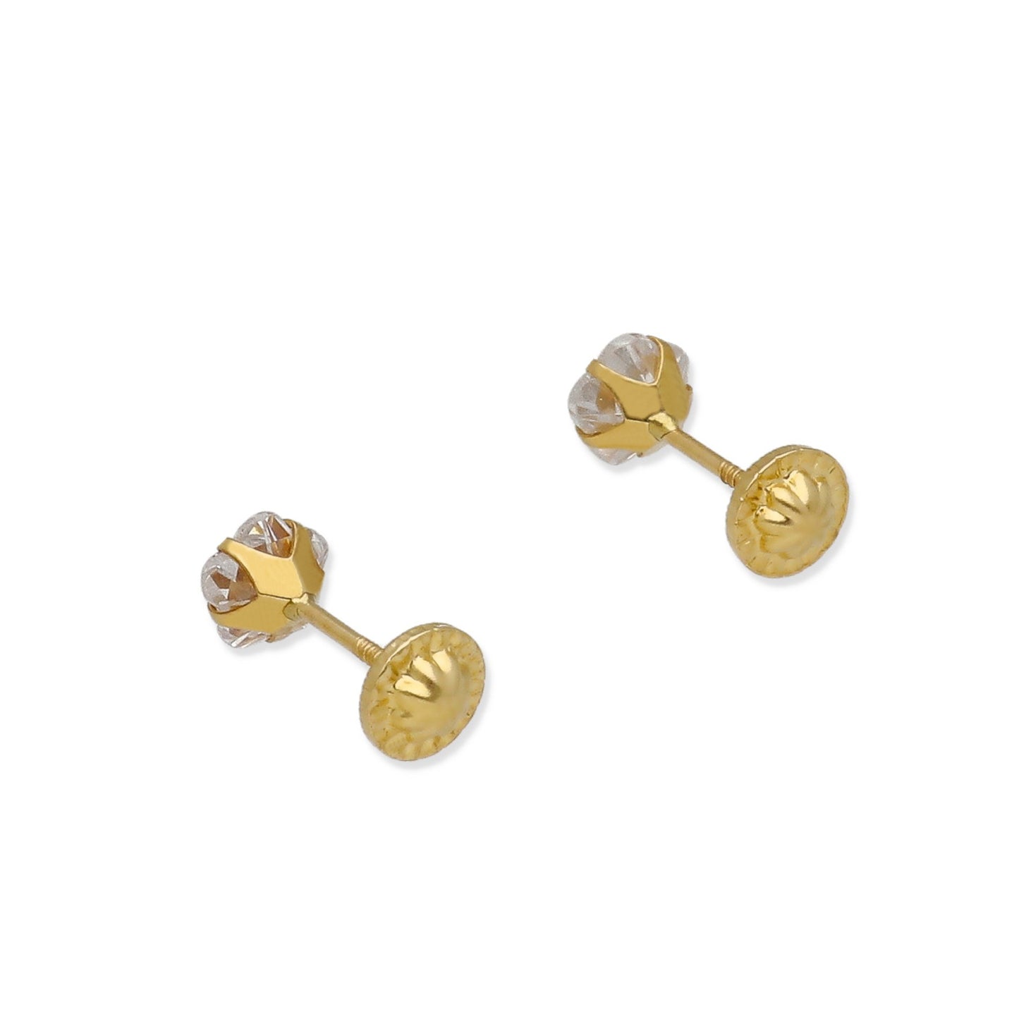 Pendientes Bebé en Oro de Ley 18K 5 Patillas con Circonita 5.00 mm