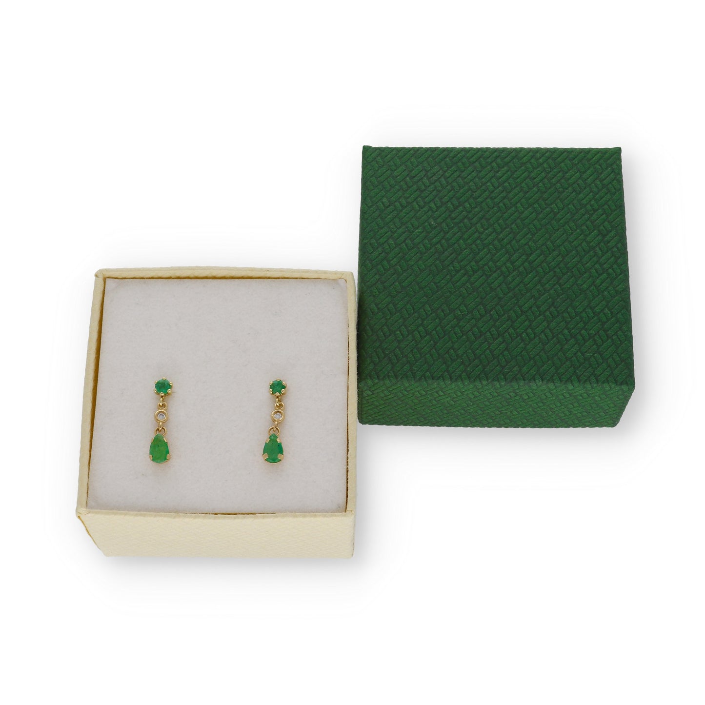 Pendientes Venus en Oro 18K con Diamantes y Esmeraldas