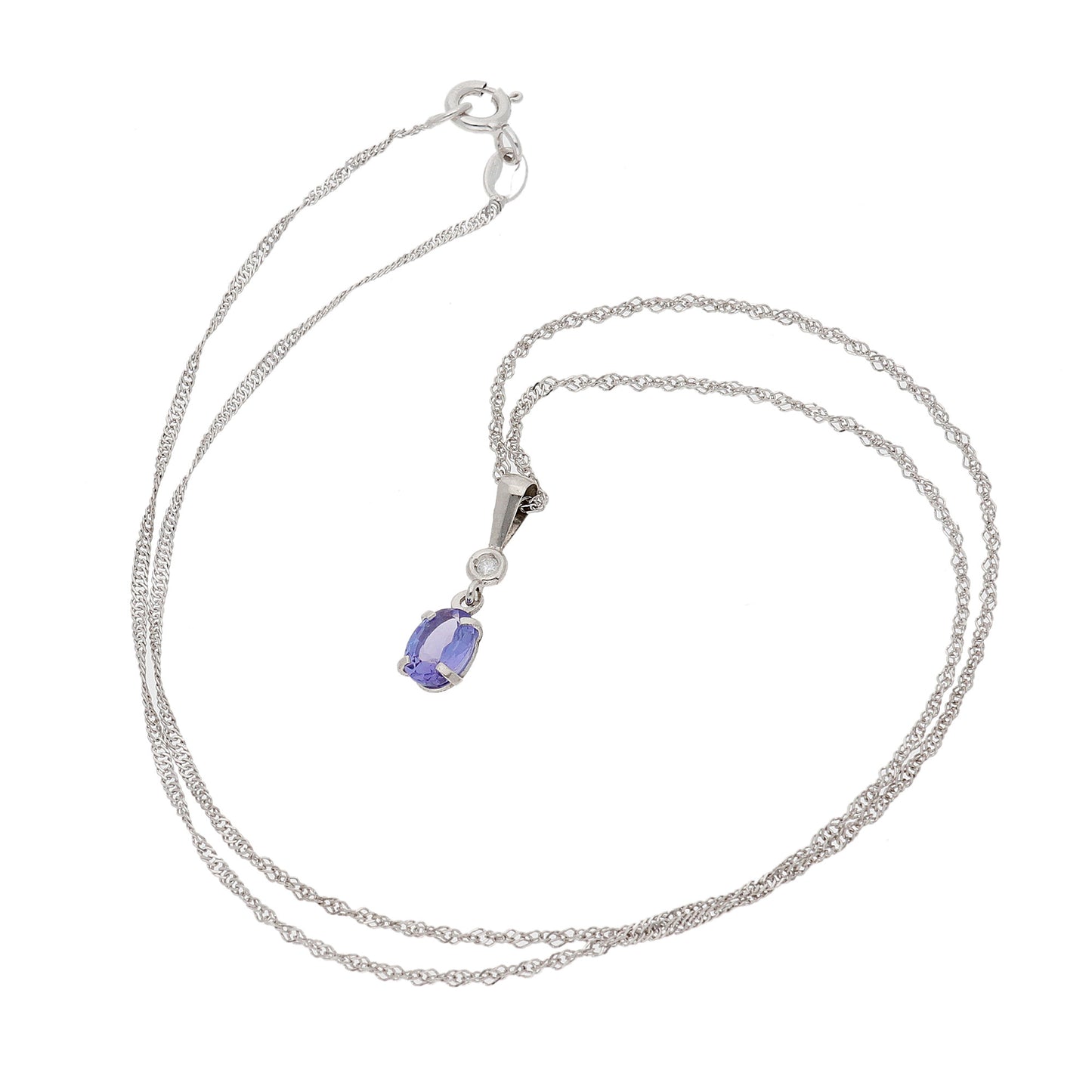 Colgante Rose Asa con Diamante y Tanzanita en Oro Blanco 18k