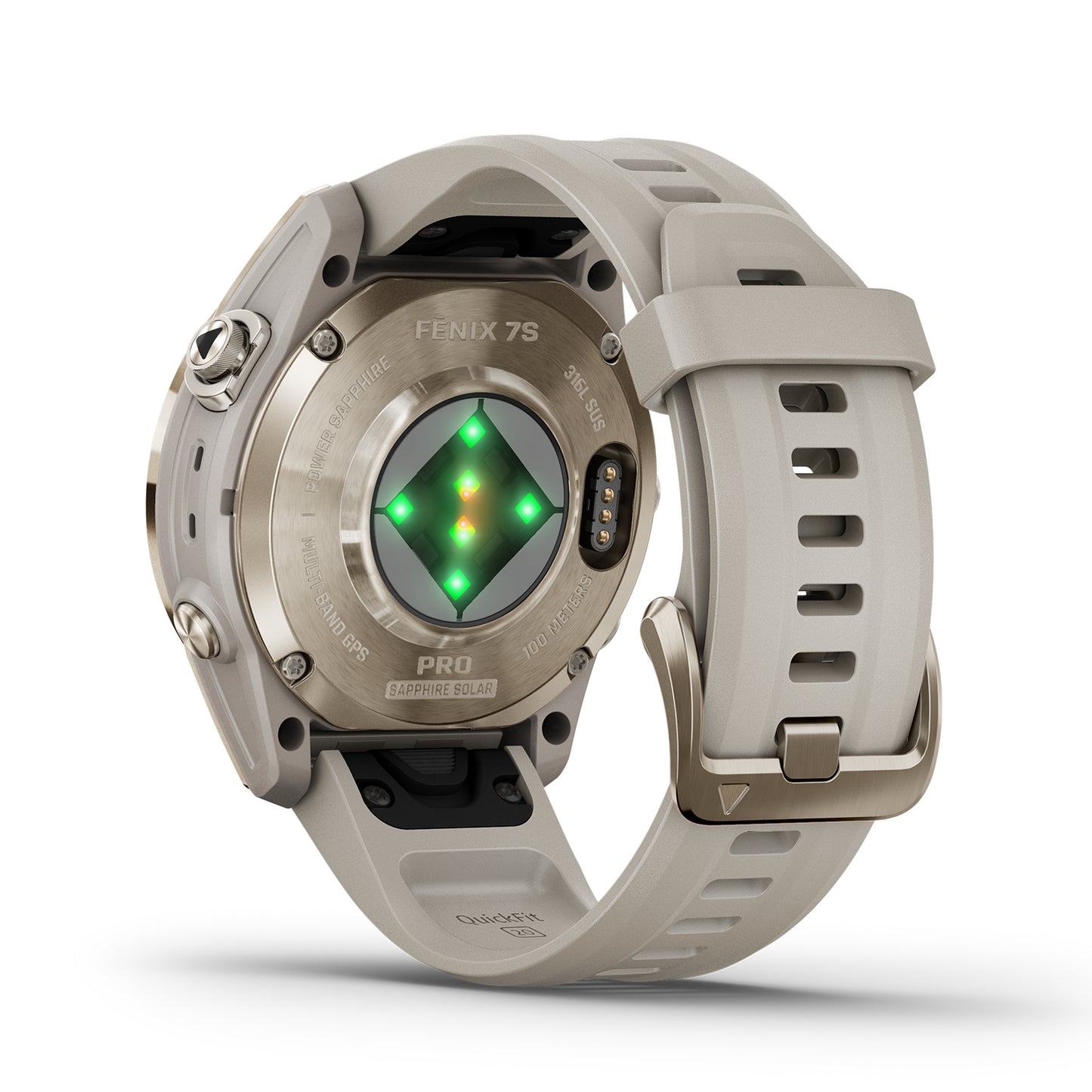 Reloj Garmin Fenix 7S PRO Sapphire Solar Dorado con correa beige 010-02776-15