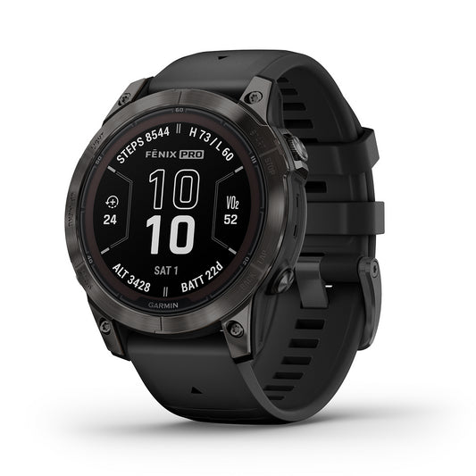 Reloj Garmin Fenix 7 PRO Sapphire Solar Gris carbón DLC correa negra 010-02777-11