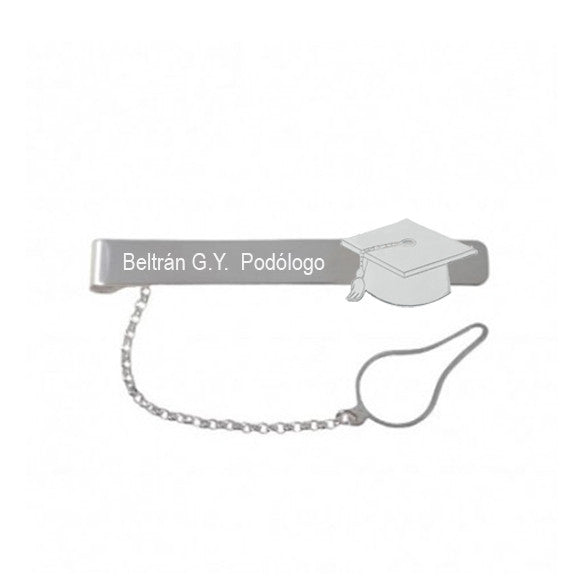 Pisacorbatas en Plata de Ley 925 con Birrete y Grabación