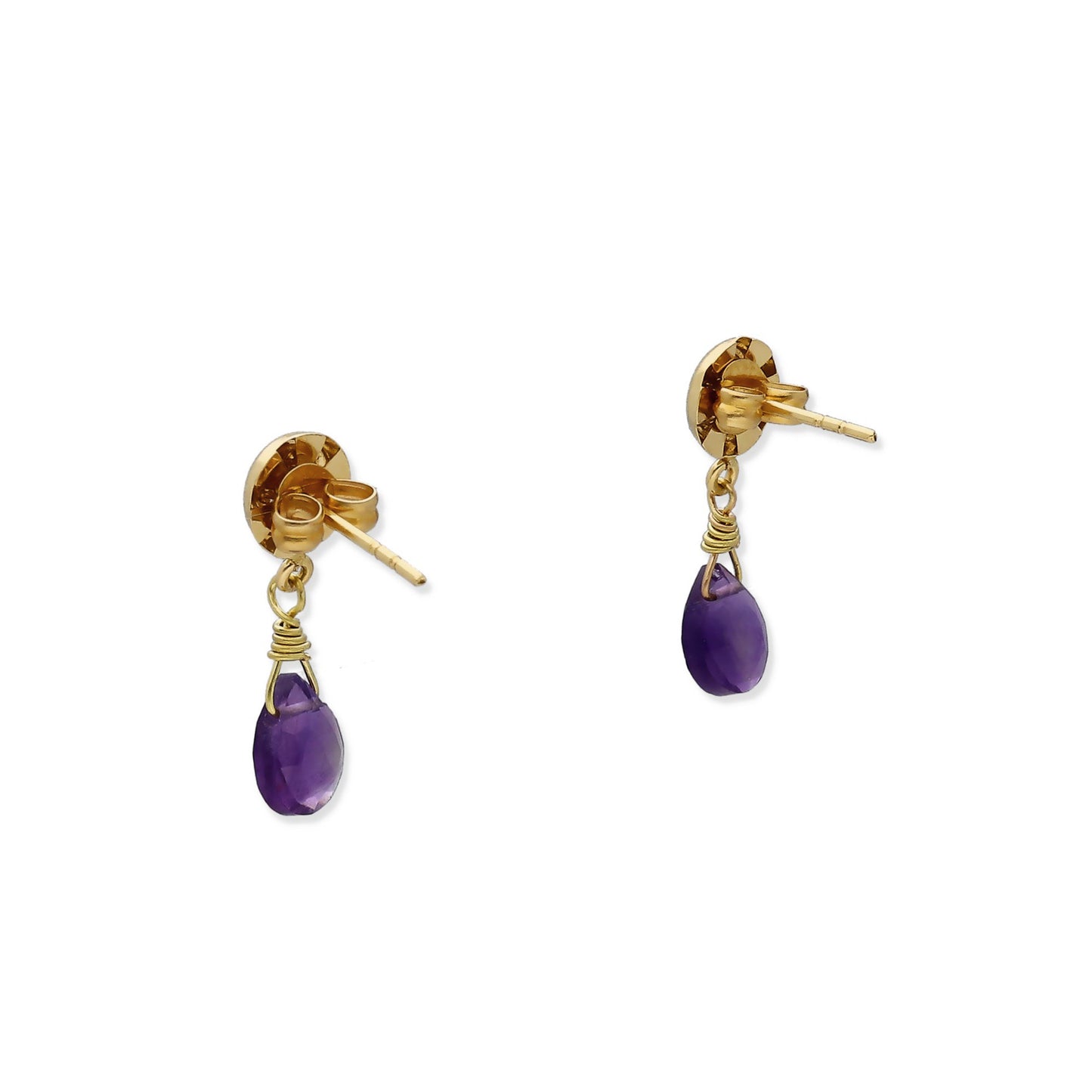 Pendientes Penélope en Oro Amarillo 18K con Diamantes y Amatistas