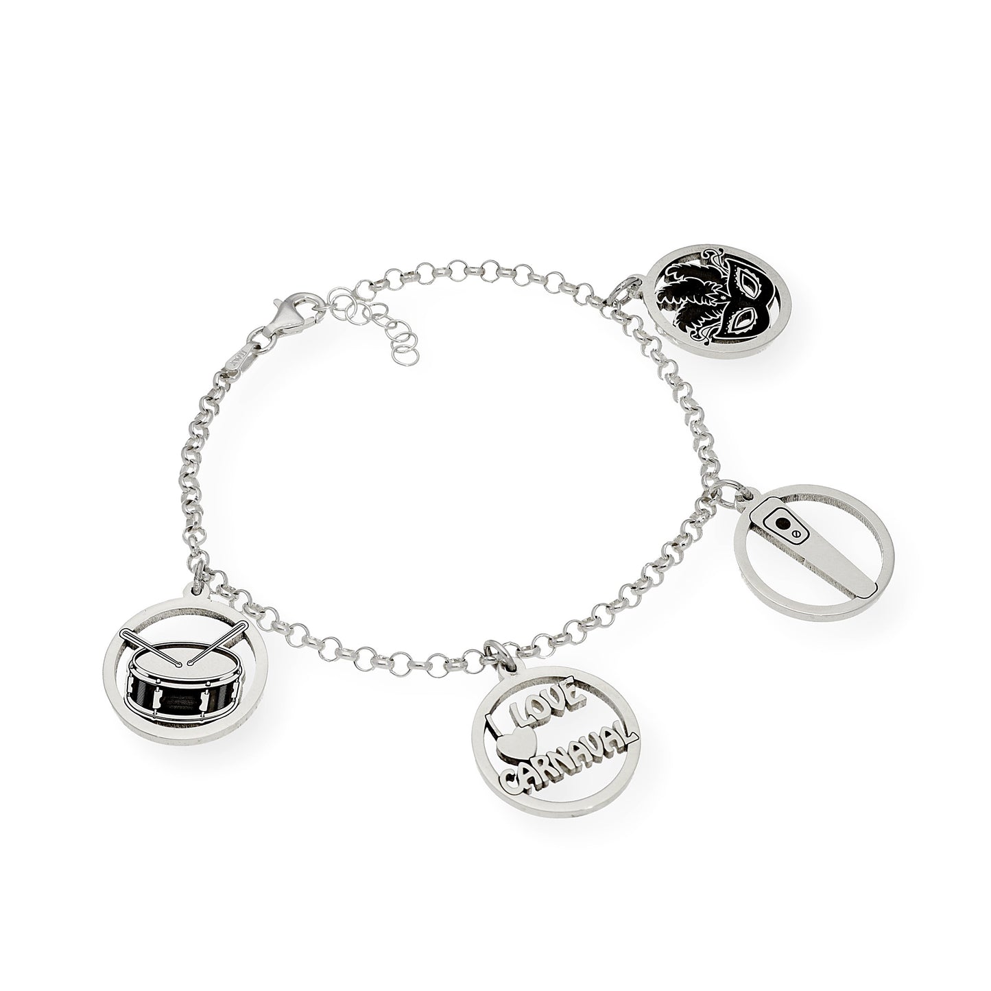 Pulsera Charms de Carnaval en Plata de Ley 925