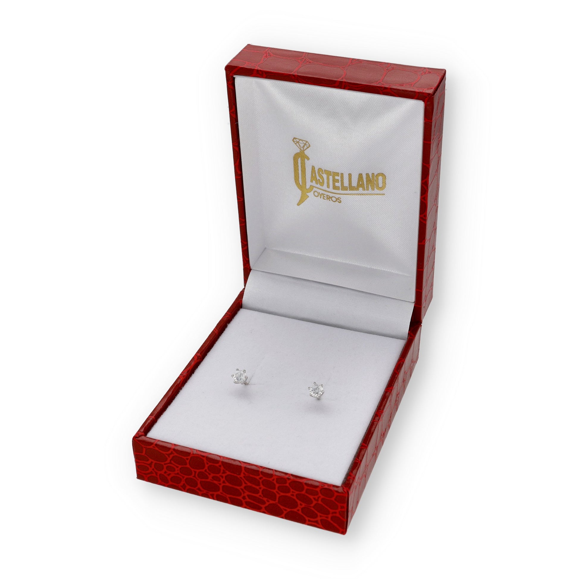 Pendientes de Compromiso con Diamantes Certificados y Oro Blanco 18k 6 Garras