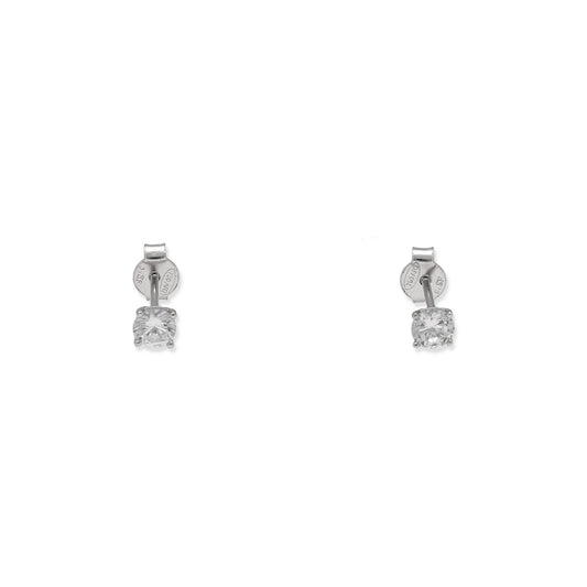 Pendientes de Compromiso con Diamantes Certificados y Oro Blanco 18k 4 Garras