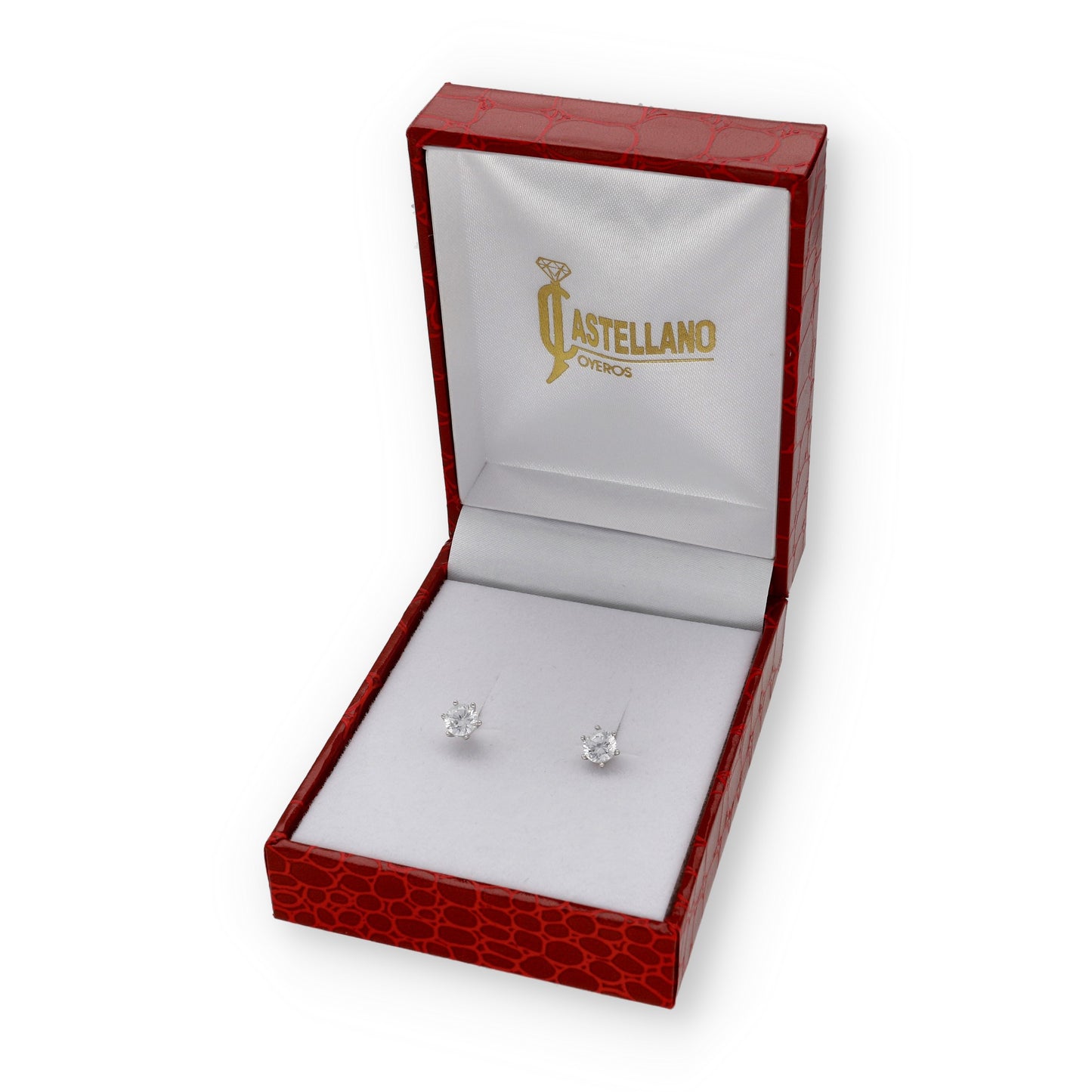 Pendientes de Compromiso con Diamantes Certificados y Oro Blanco 18k 6 Garras