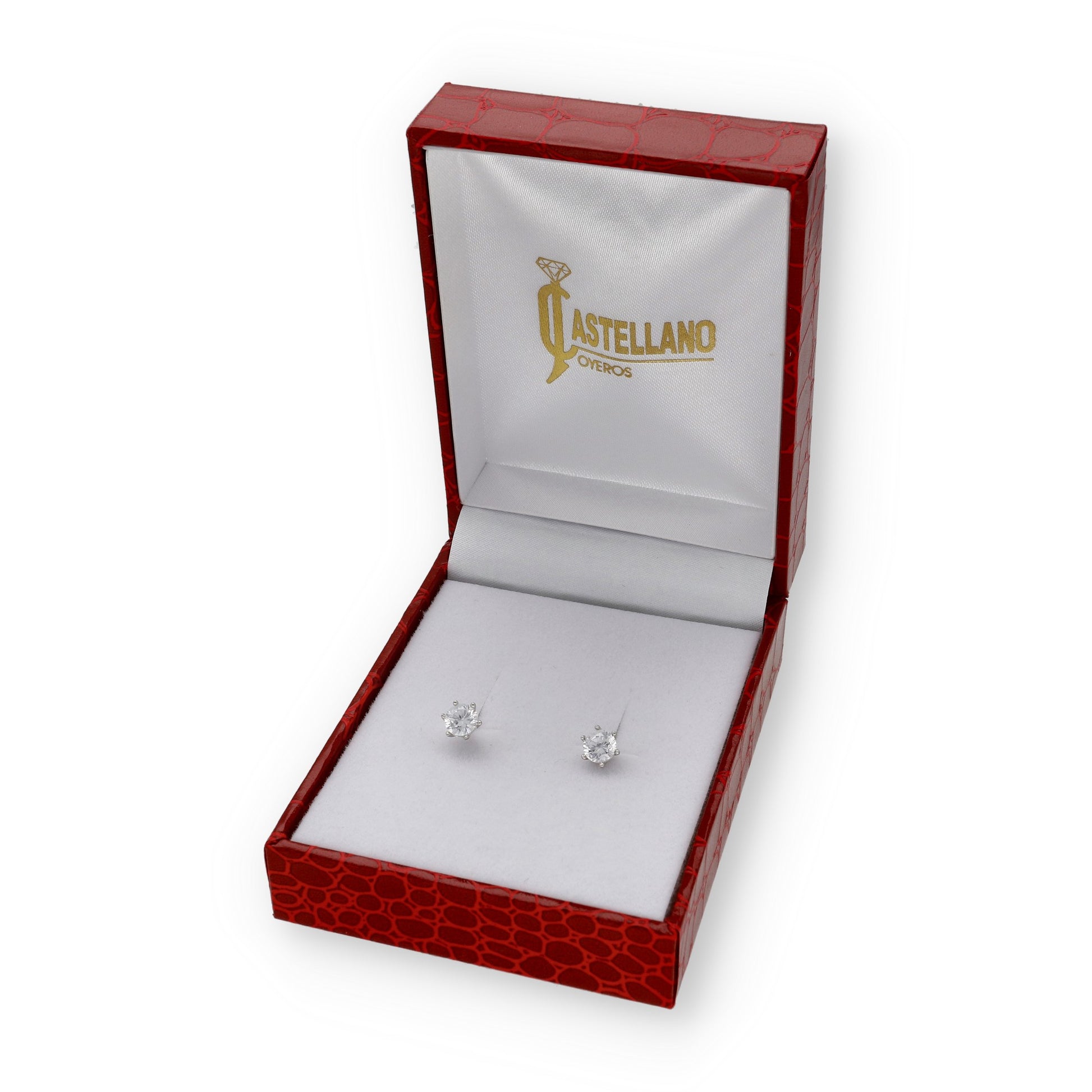 Pendientes de Compromiso con Diamantes Certificados y Oro Blanco 18k 6 Garras