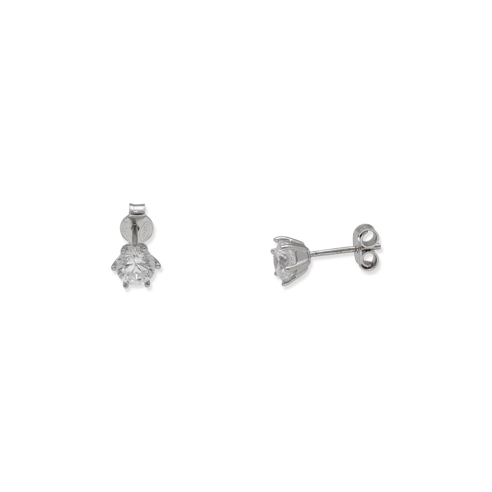 Pendientes de Compromiso con Diamantes Certificados y Oro Blanco 18k 6 Garras