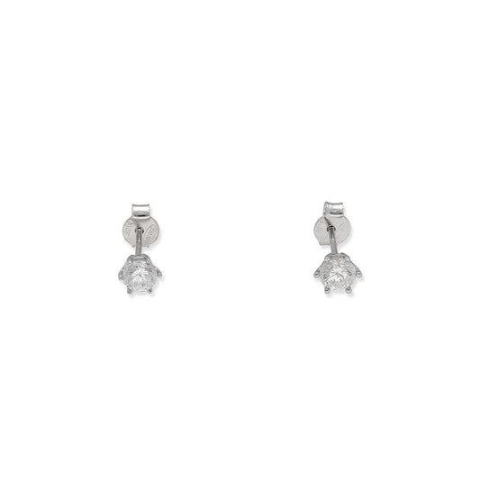 Pendientes de Compromiso con Diamantes Certificados y Oro Blanco 18k 6 Garras