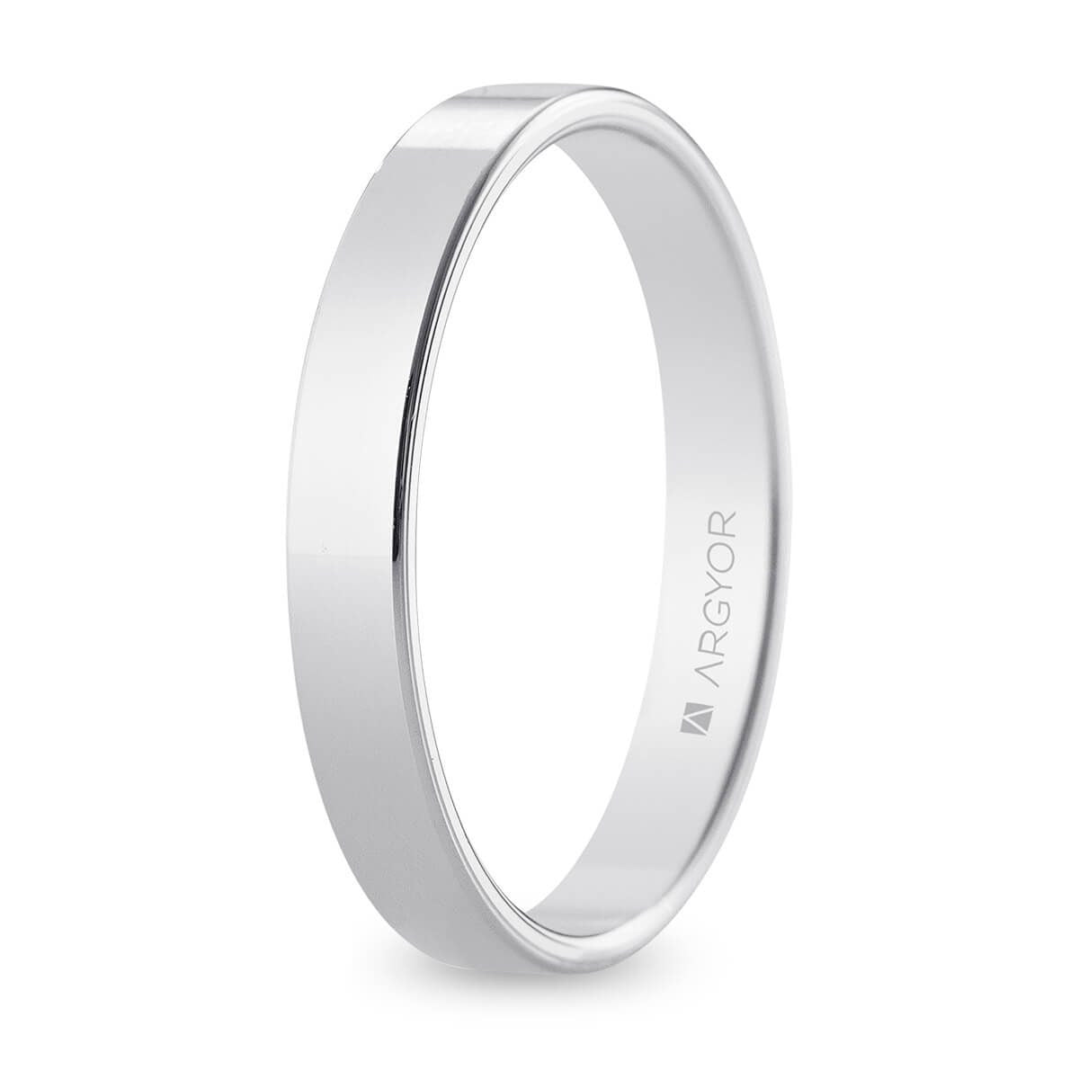 Alianza de Boda de 3 mm en Oro Blanco 18k Pulido