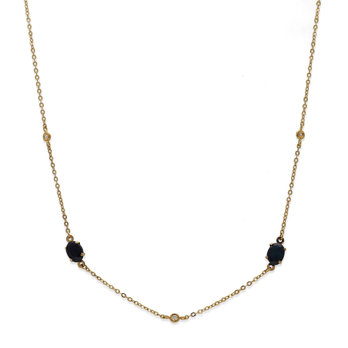 Collar Duo de Oro 18K con Zafiros y Diamantes