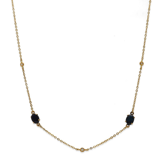 Collar Duo de Oro 18K con Zafiros y Diamantes