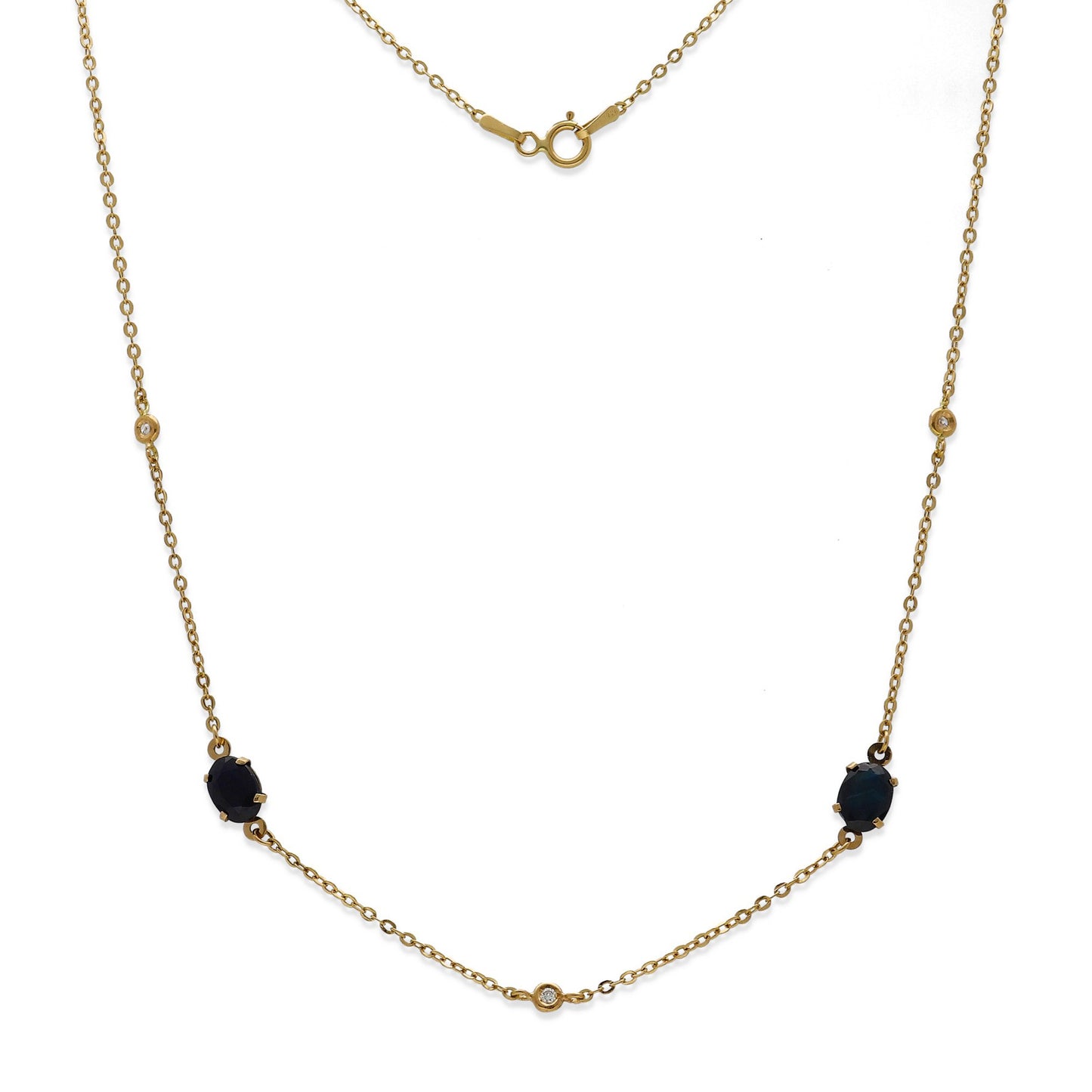 Collar Duo de Oro 18K con Zafiros y Diamantes