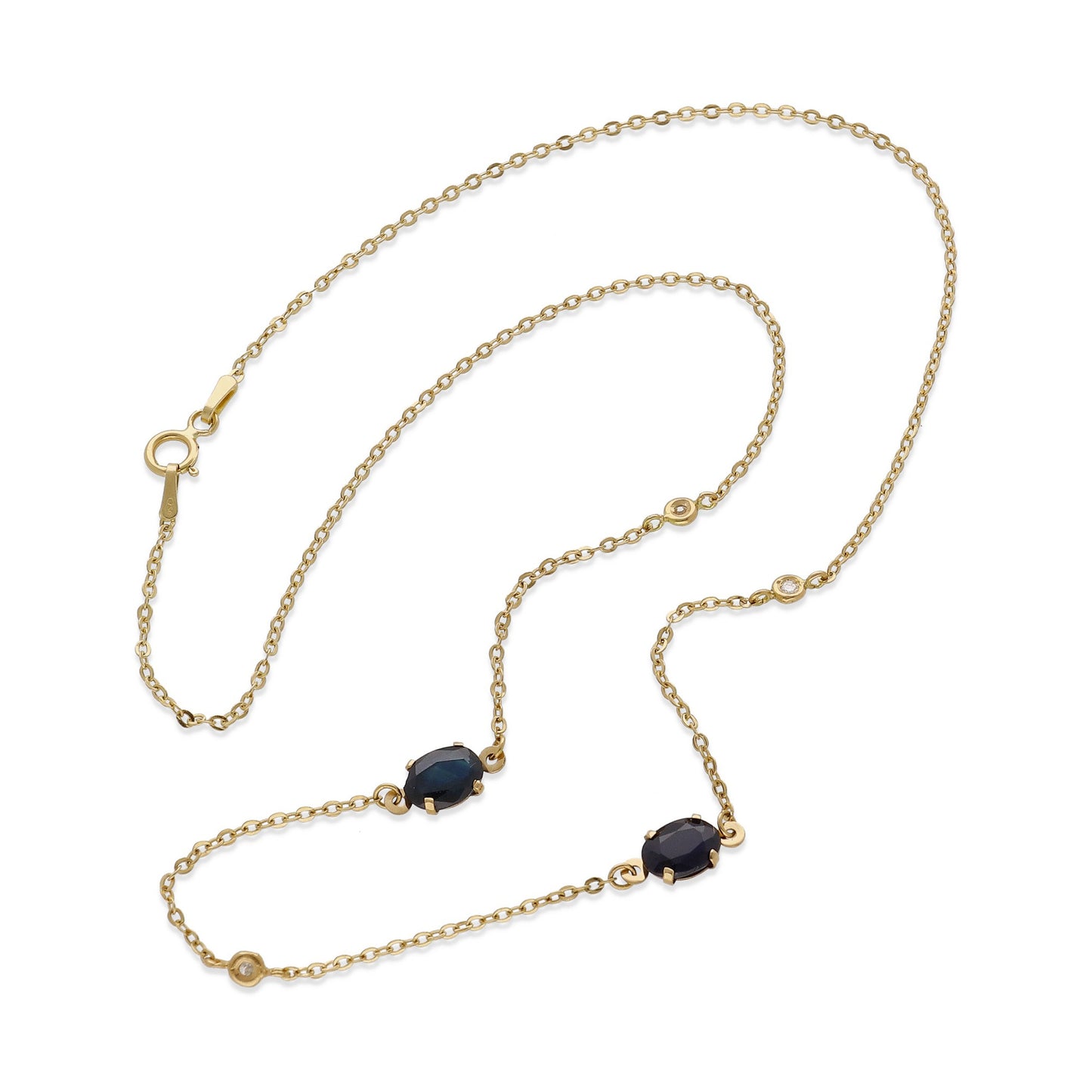 Collar Duo de Oro 18K con Zafiros y Diamantes