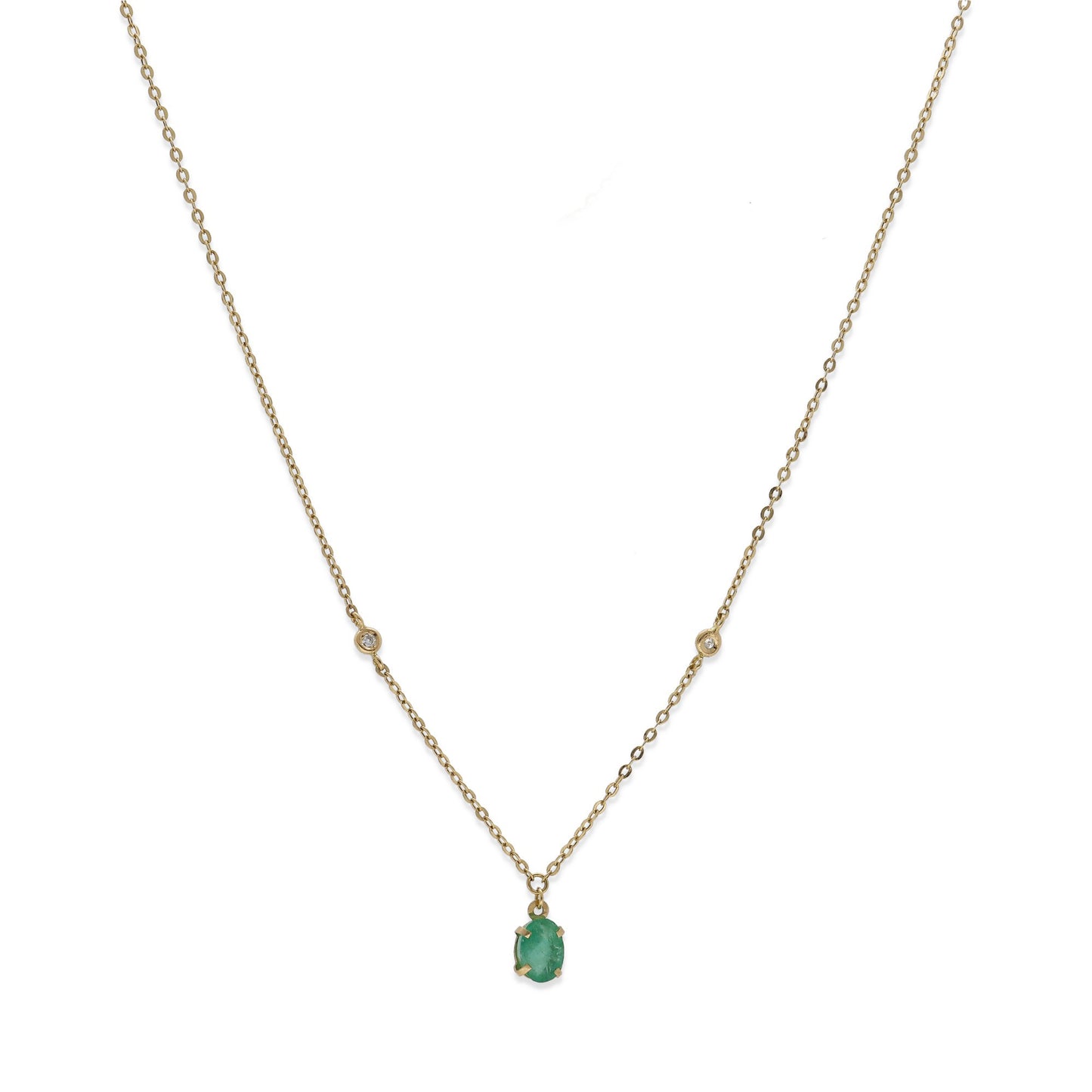 Collar Amelie de Oro 18K con Esmeralda y Diamantes
