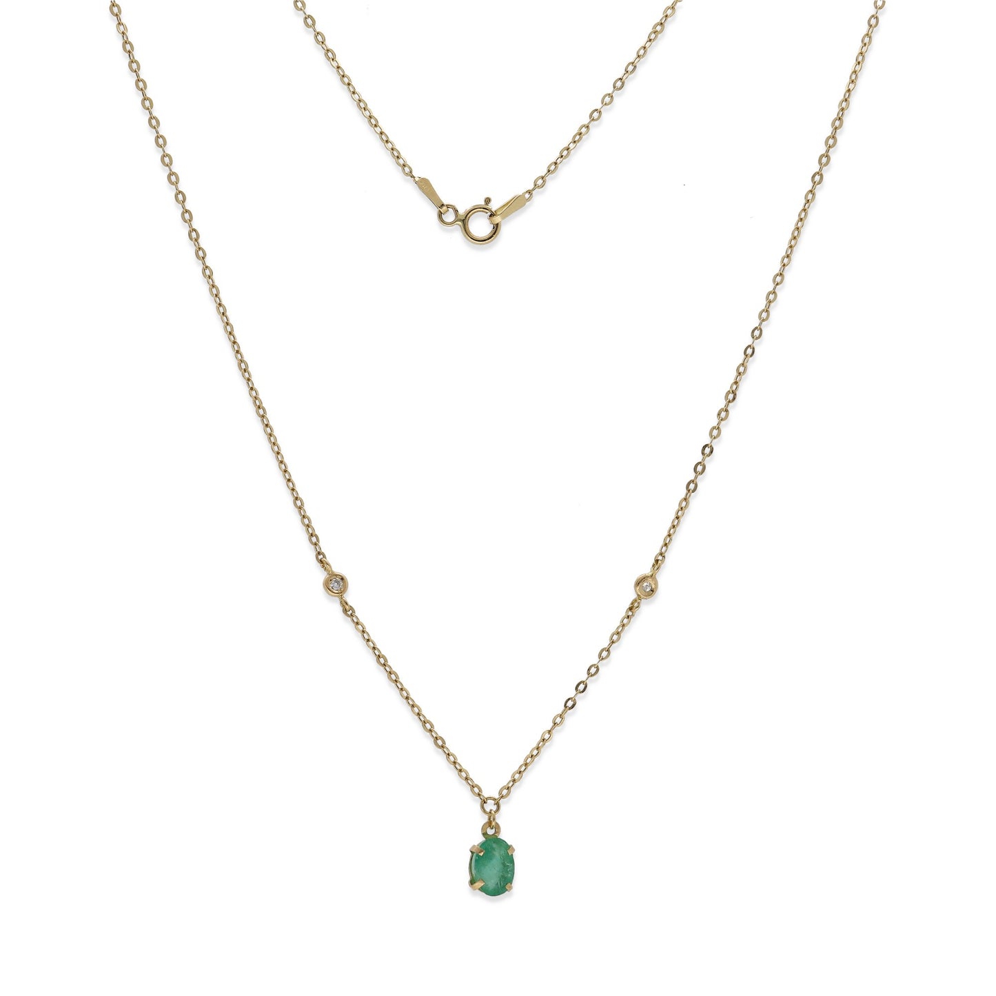 Collar Amelie de Oro 18K con Esmeralda y Diamantes