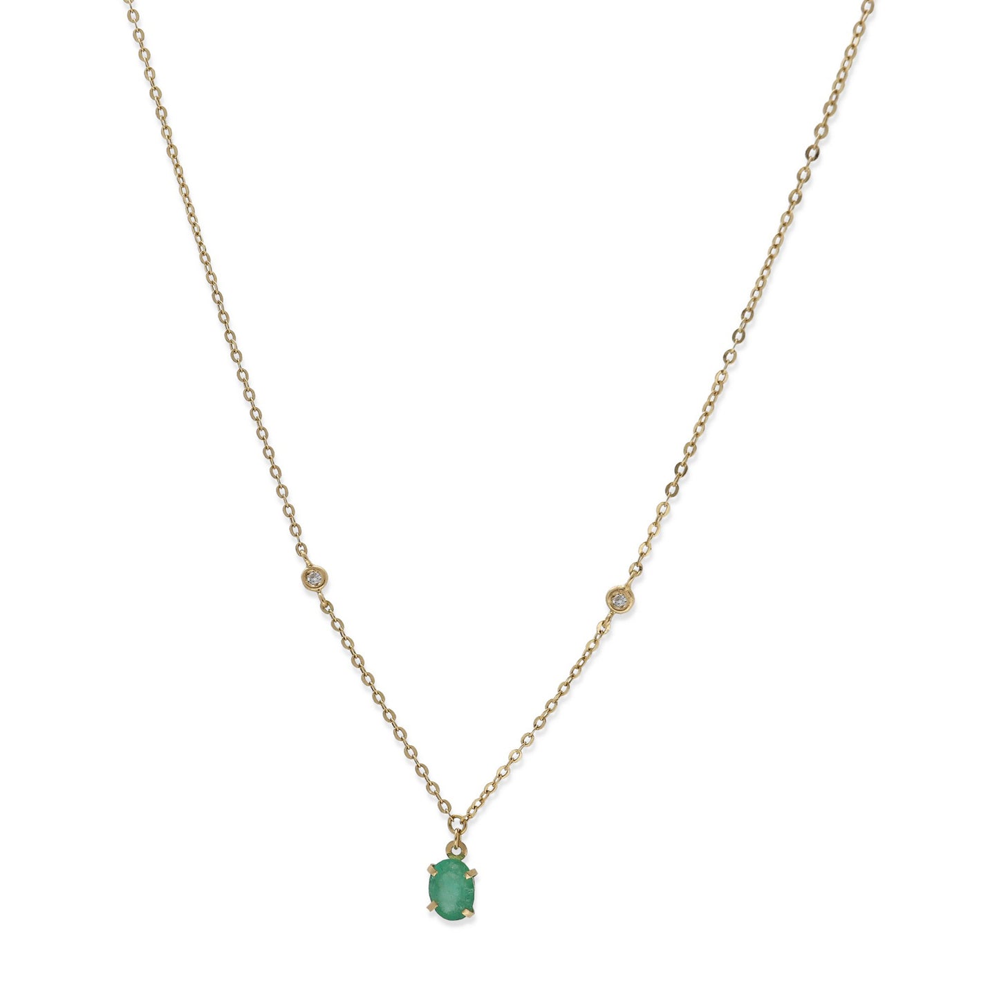 Collar Amelie de Oro 18K con Esmeralda y Diamantes