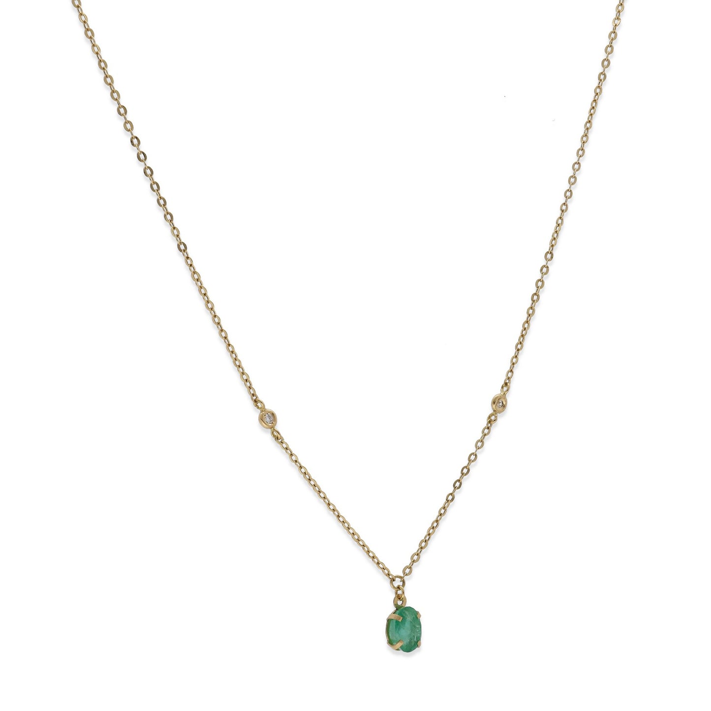 Collar Amelie de Oro 18K con Esmeralda y Diamantes