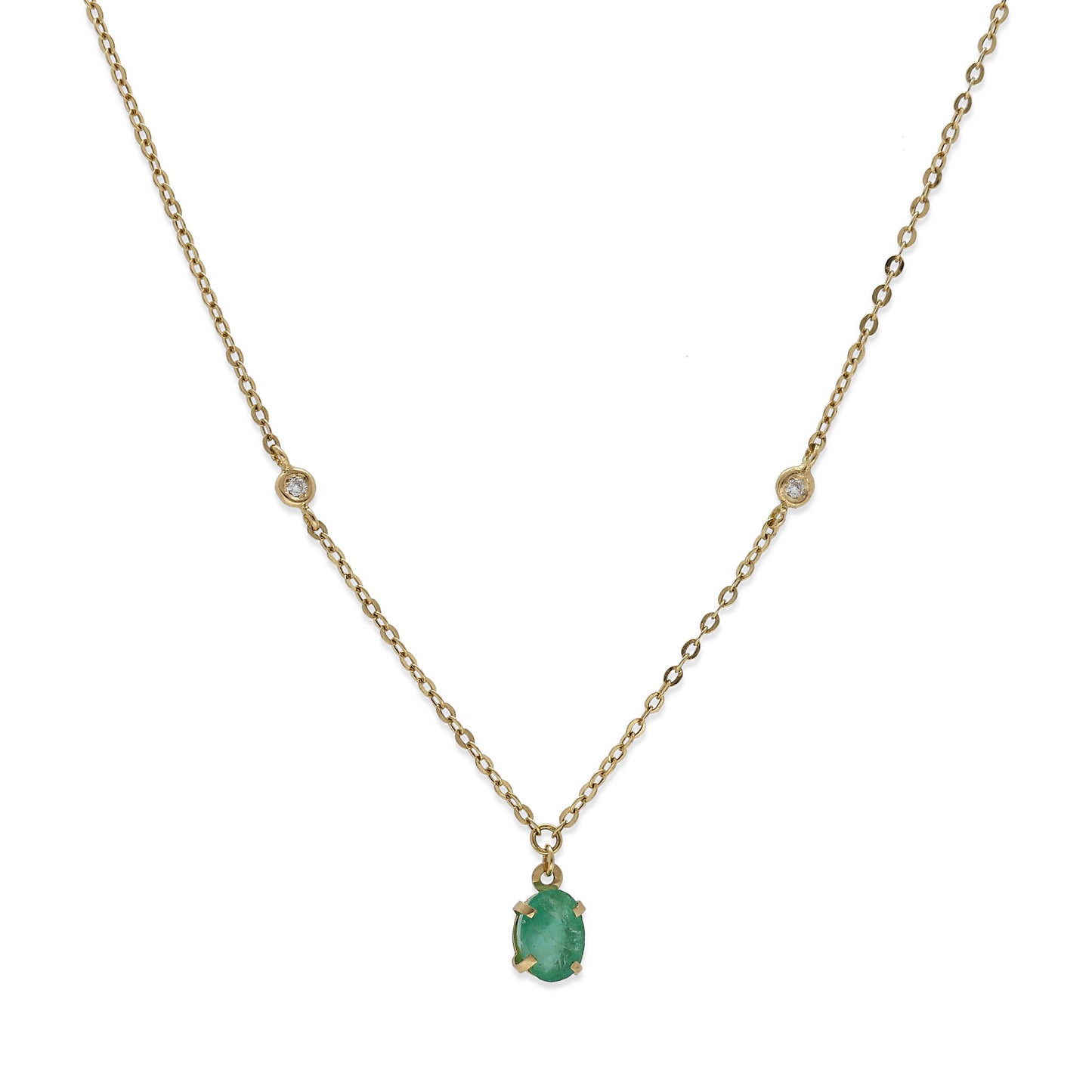 Collar Amelie de Oro 18K con Esmeralda y Diamantes