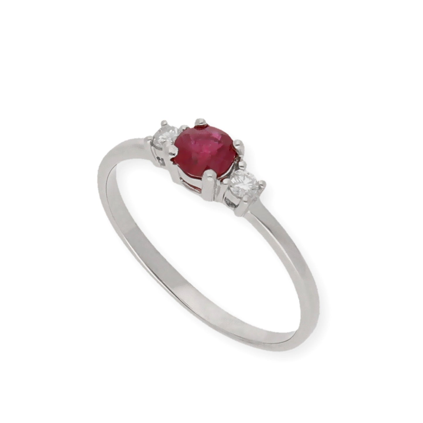 Anillo Gaia Oro Blanco 18k Con Diamantes y Rubí