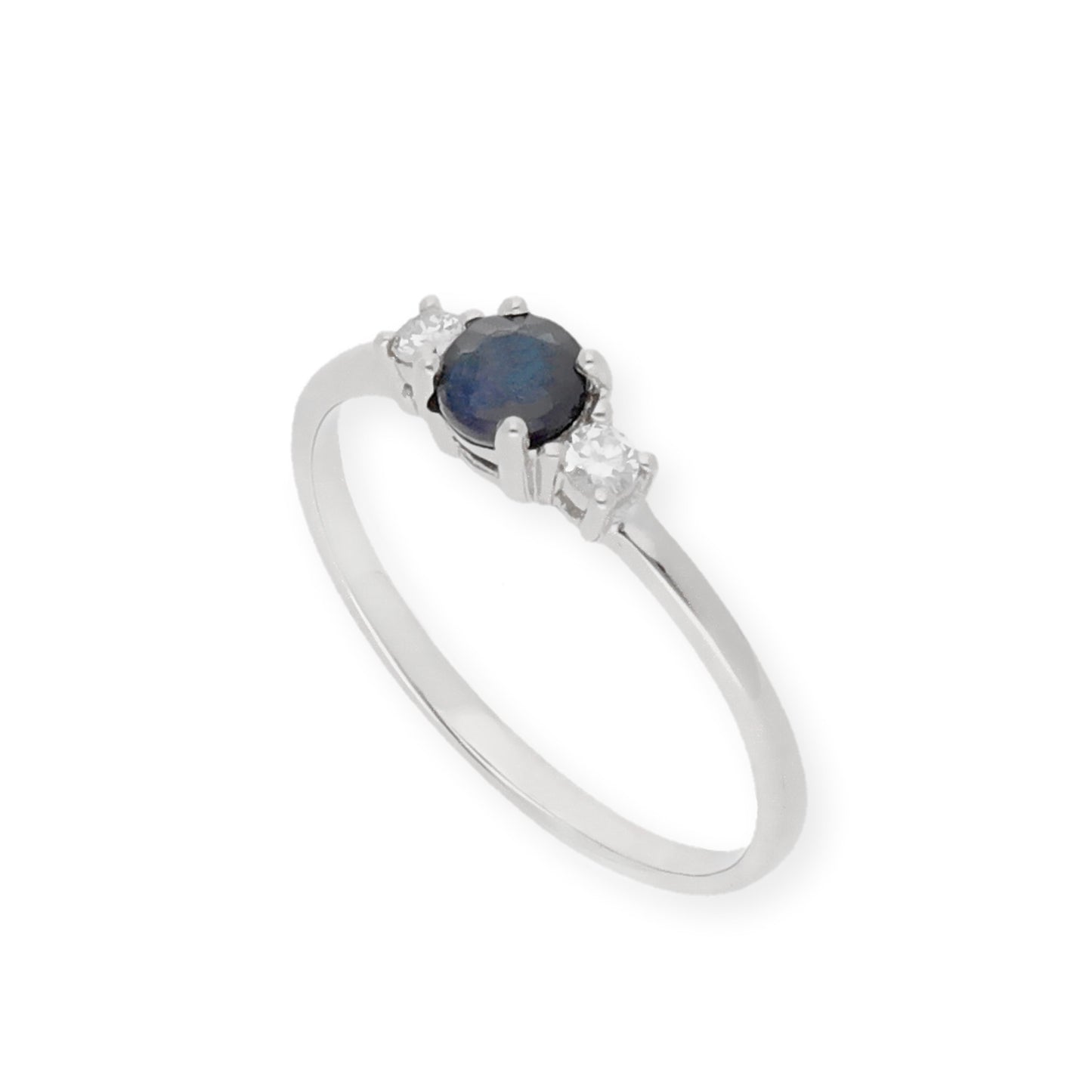 Anillo Gaia Oro Blanco 18k con Diamantes y Zafiro