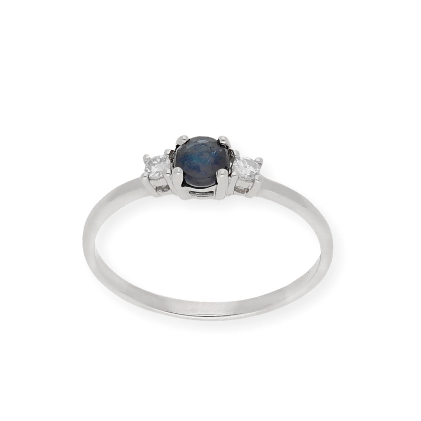 Anillo Gaia Oro Blanco 18k con Diamantes y Zafiro
