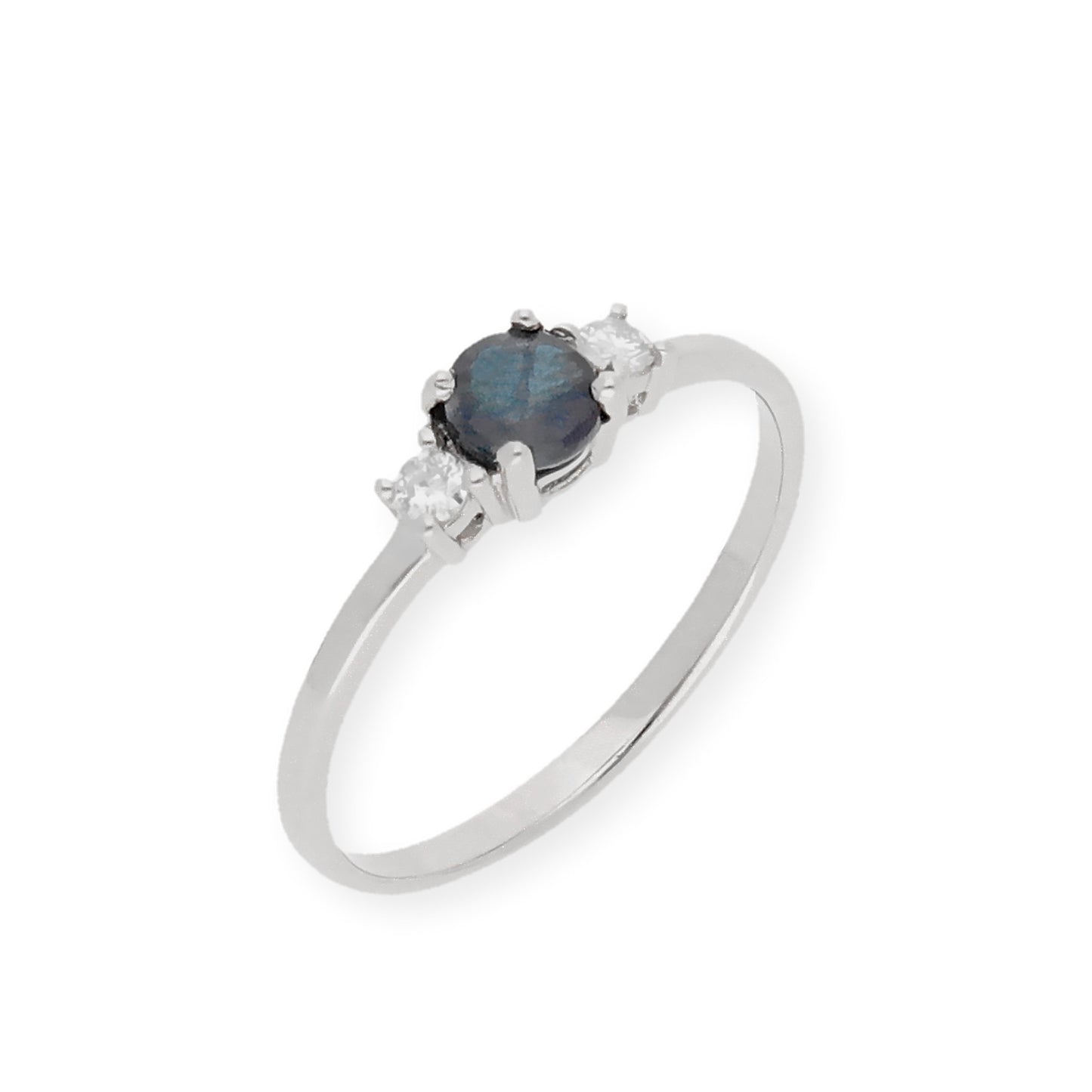 Anillo Gaia Oro Blanco 18k con Diamantes y Zafiro