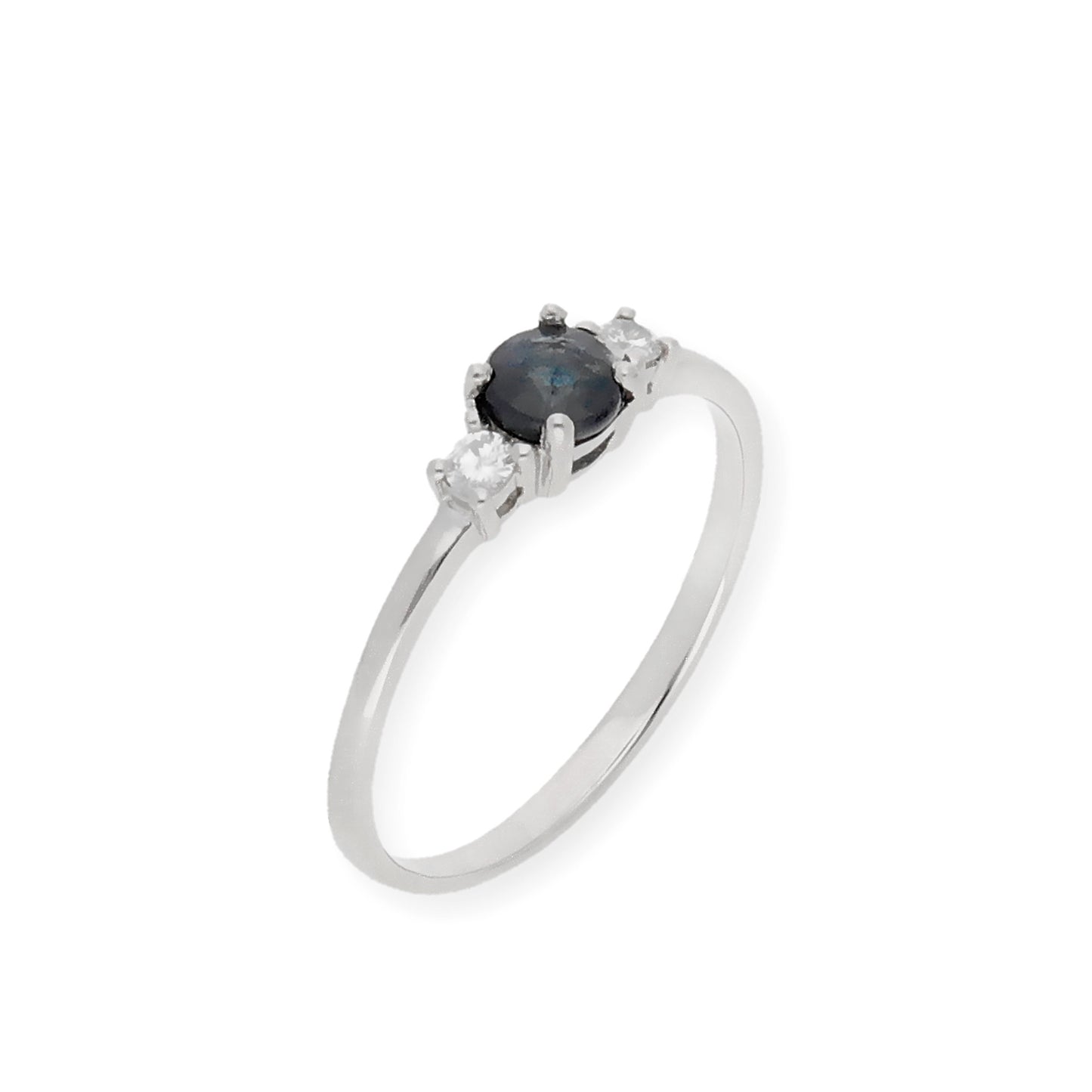 Anillo Gaia Oro Blanco 18k con Diamantes y Zafiro