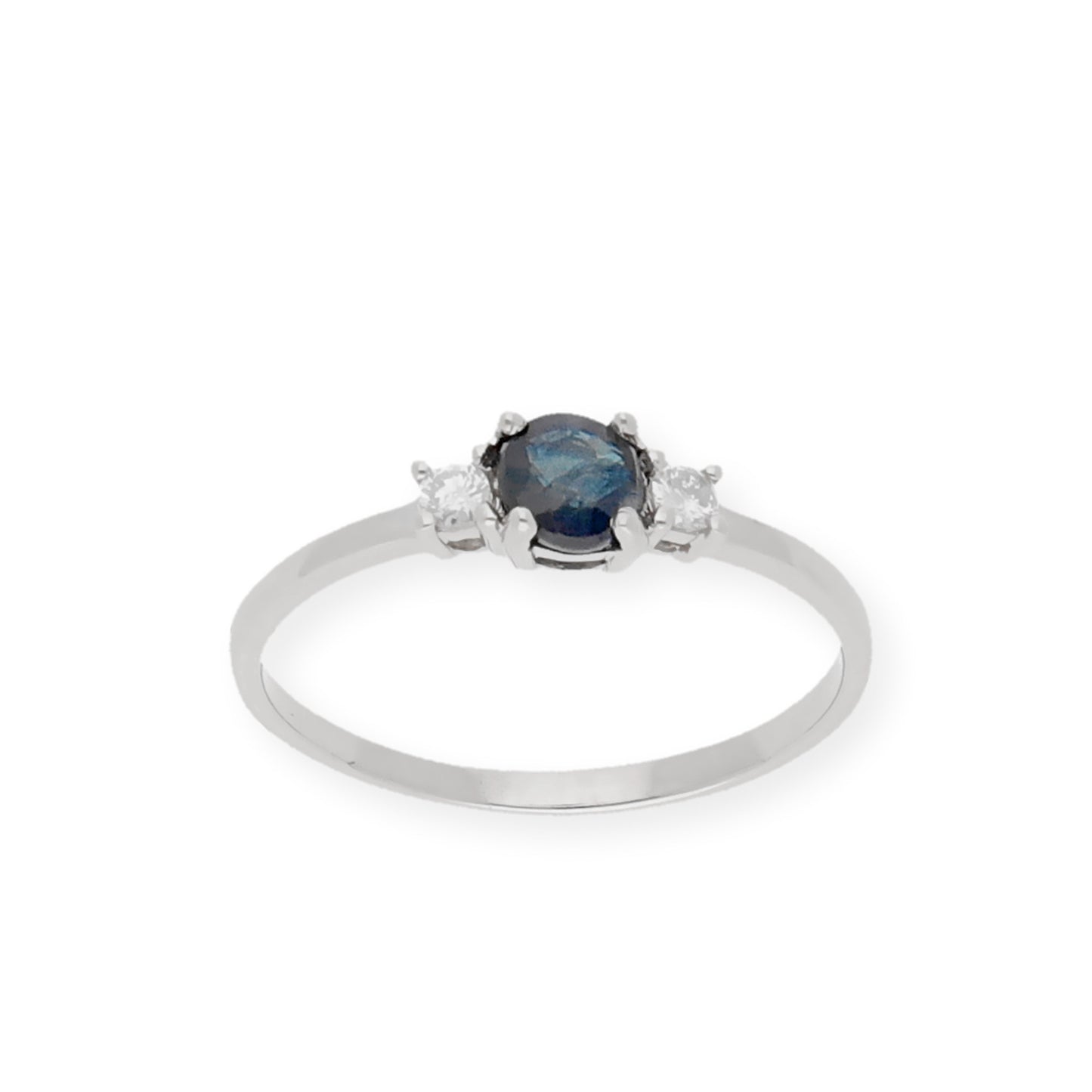 Anillo Gaia Oro Blanco 18k con Diamantes y Zafiro