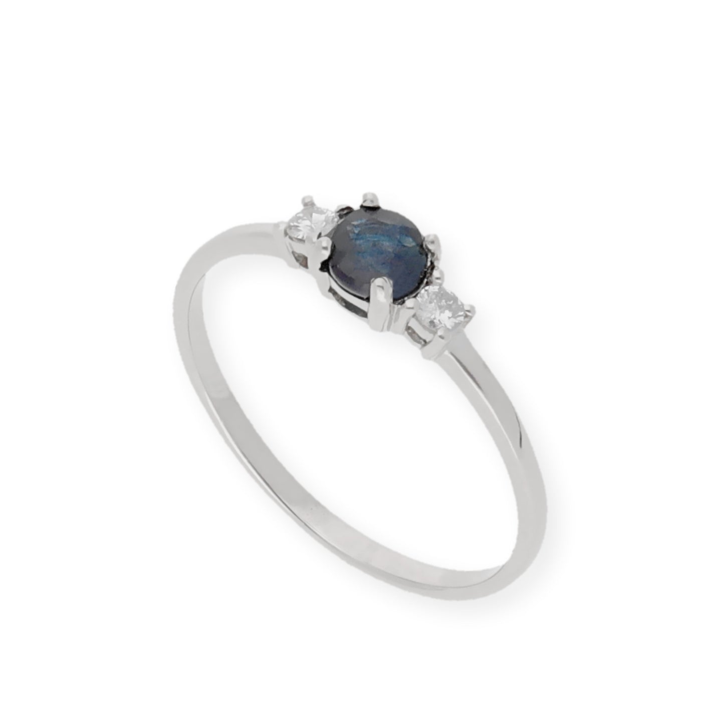 Anillo Gaia Oro Blanco 18k con Diamantes y Zafiro