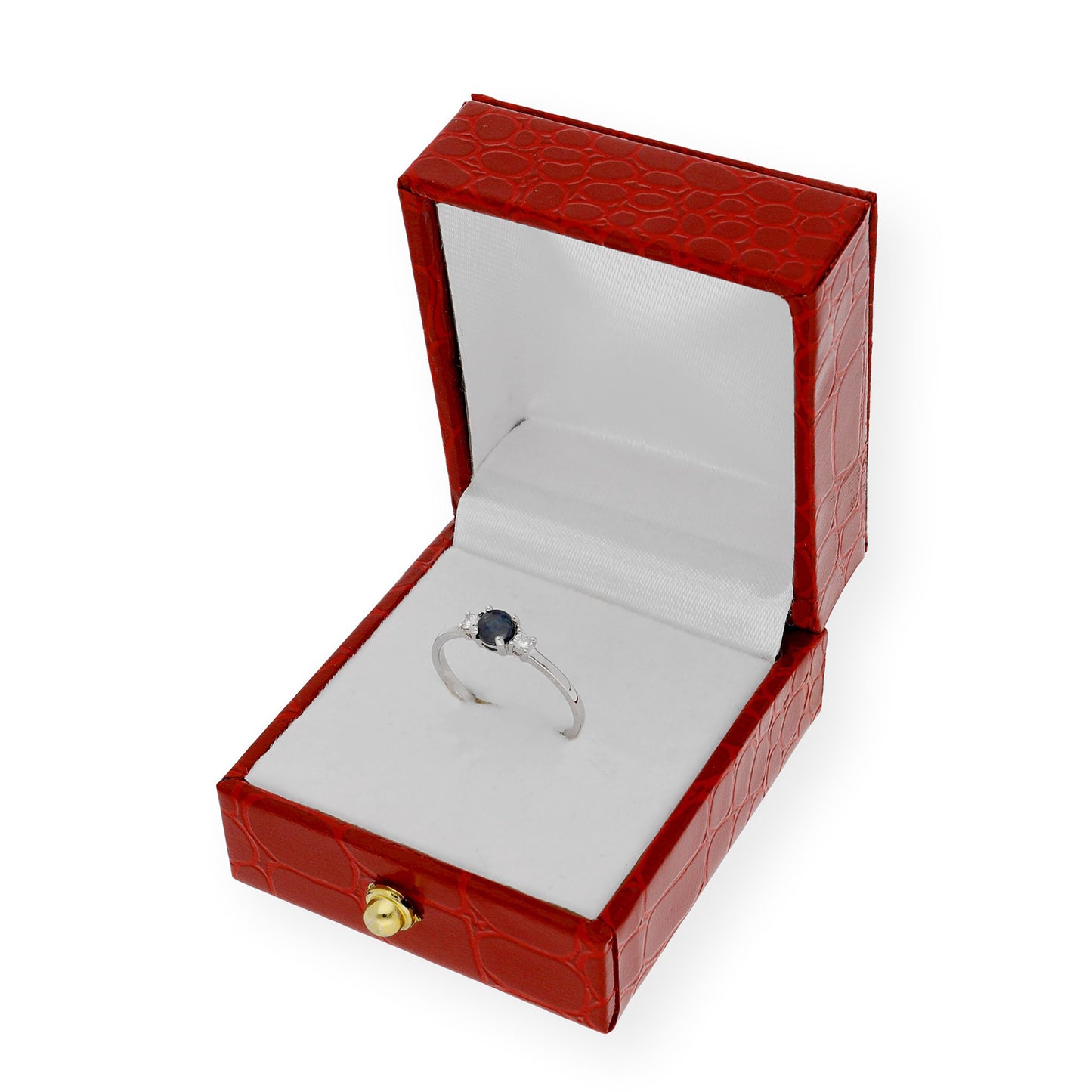 Anillo Gaia Oro Blanco 18k con Diamantes y Zafiro