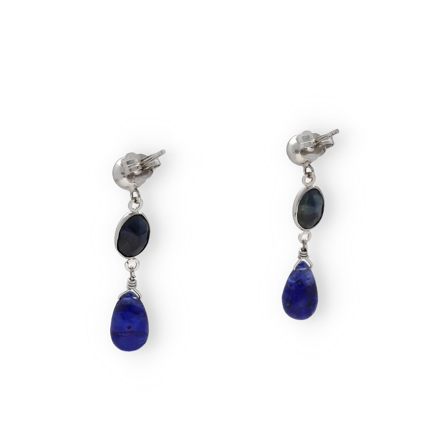 Pendientes Minerva en Oro Blanco 18K con y Zafiros