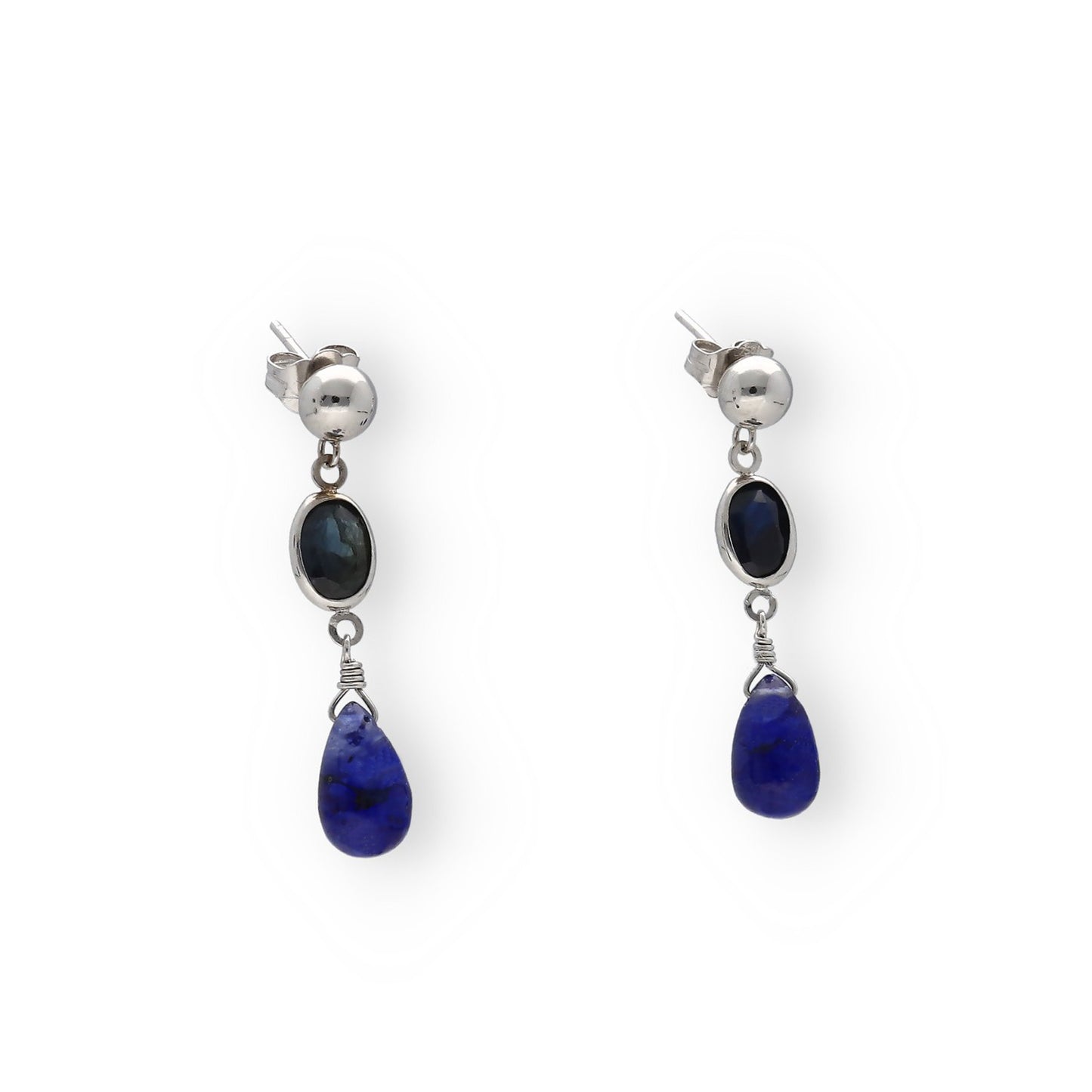 Pendientes Minerva en Oro Blanco 18K con y Zafiros