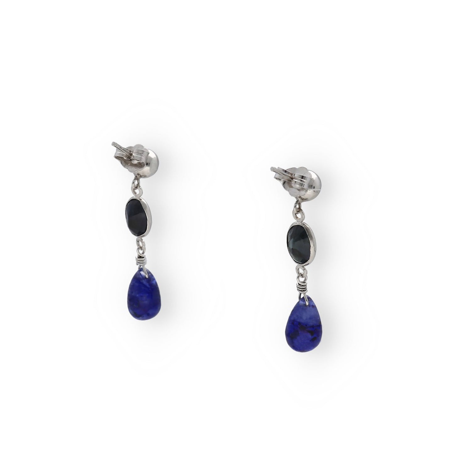 Pendientes Minerva en Oro Blanco 18K con y Zafiros