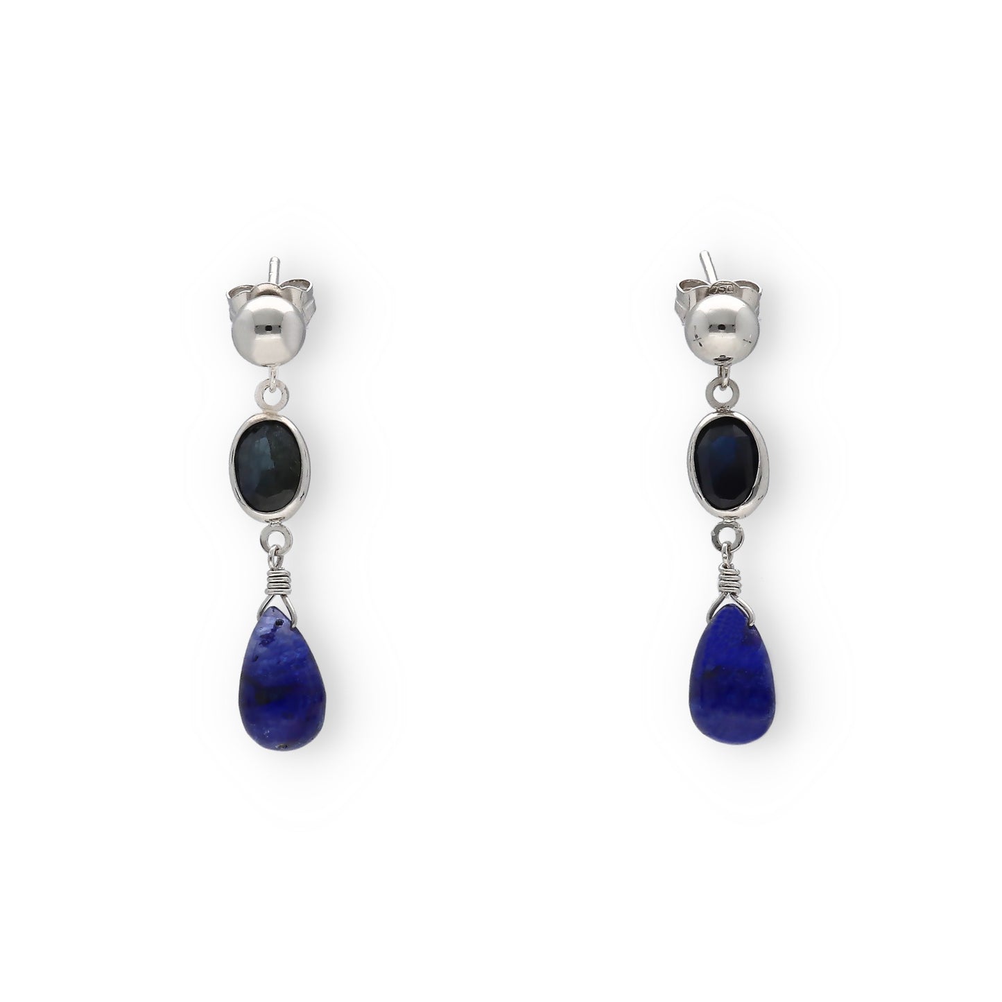Pendientes Minerva en Oro Blanco 18K con y Zafiros