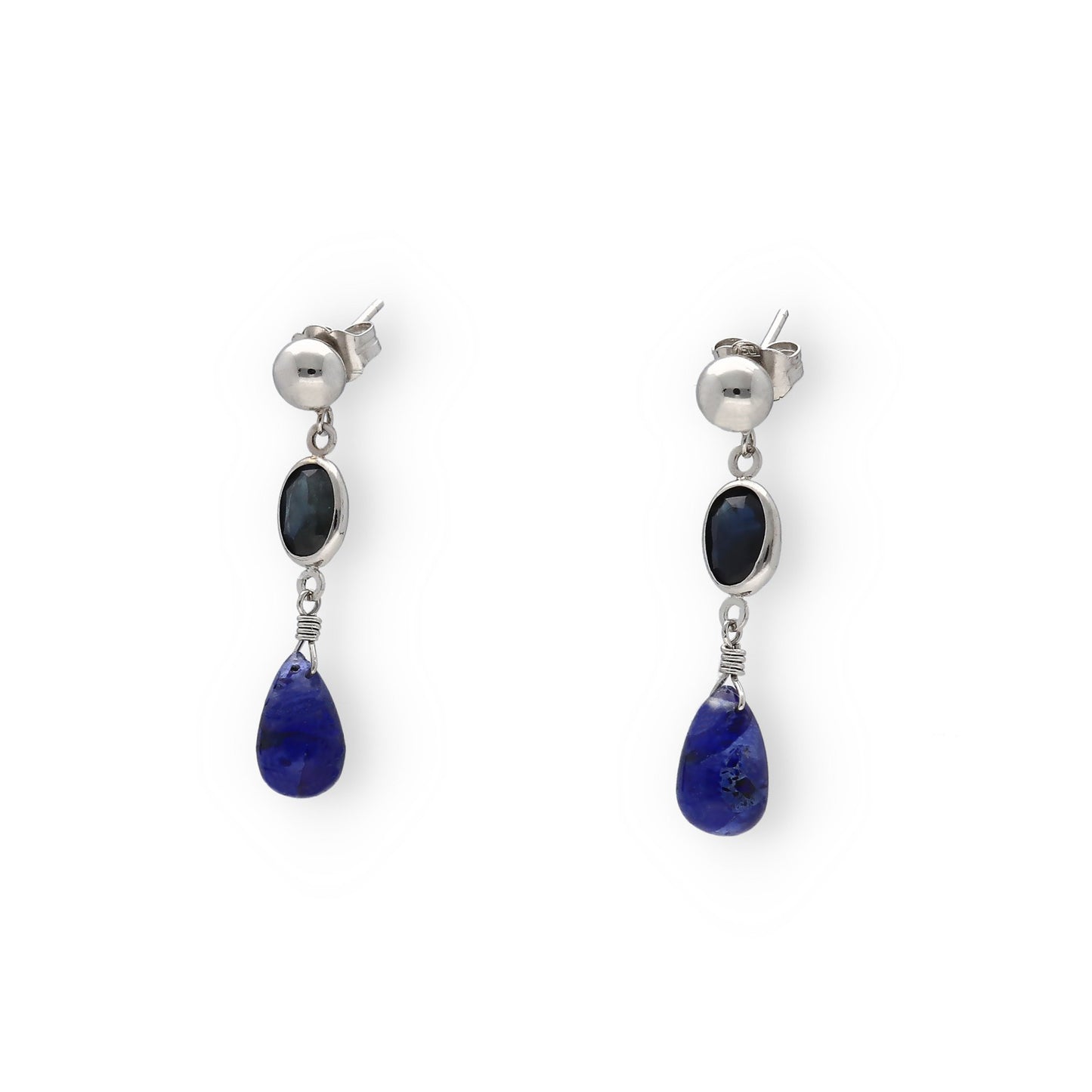 Pendientes Minerva en Oro Blanco 18K con y Zafiros
