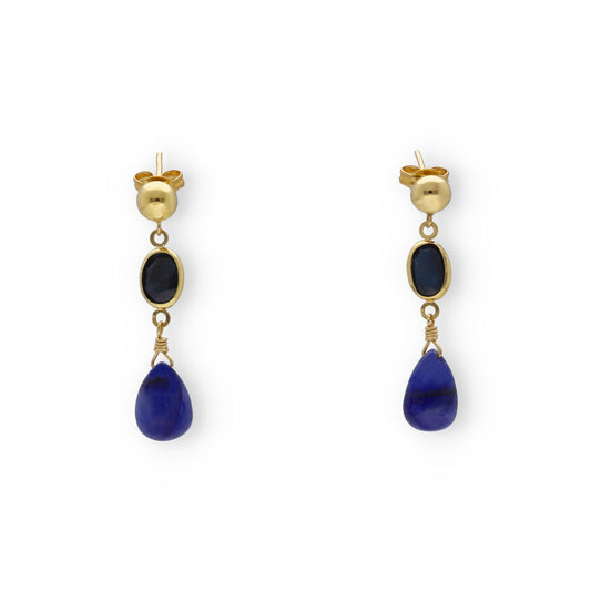 Pendientes Minerva en Oro Amarillo 18k con Zafiros
