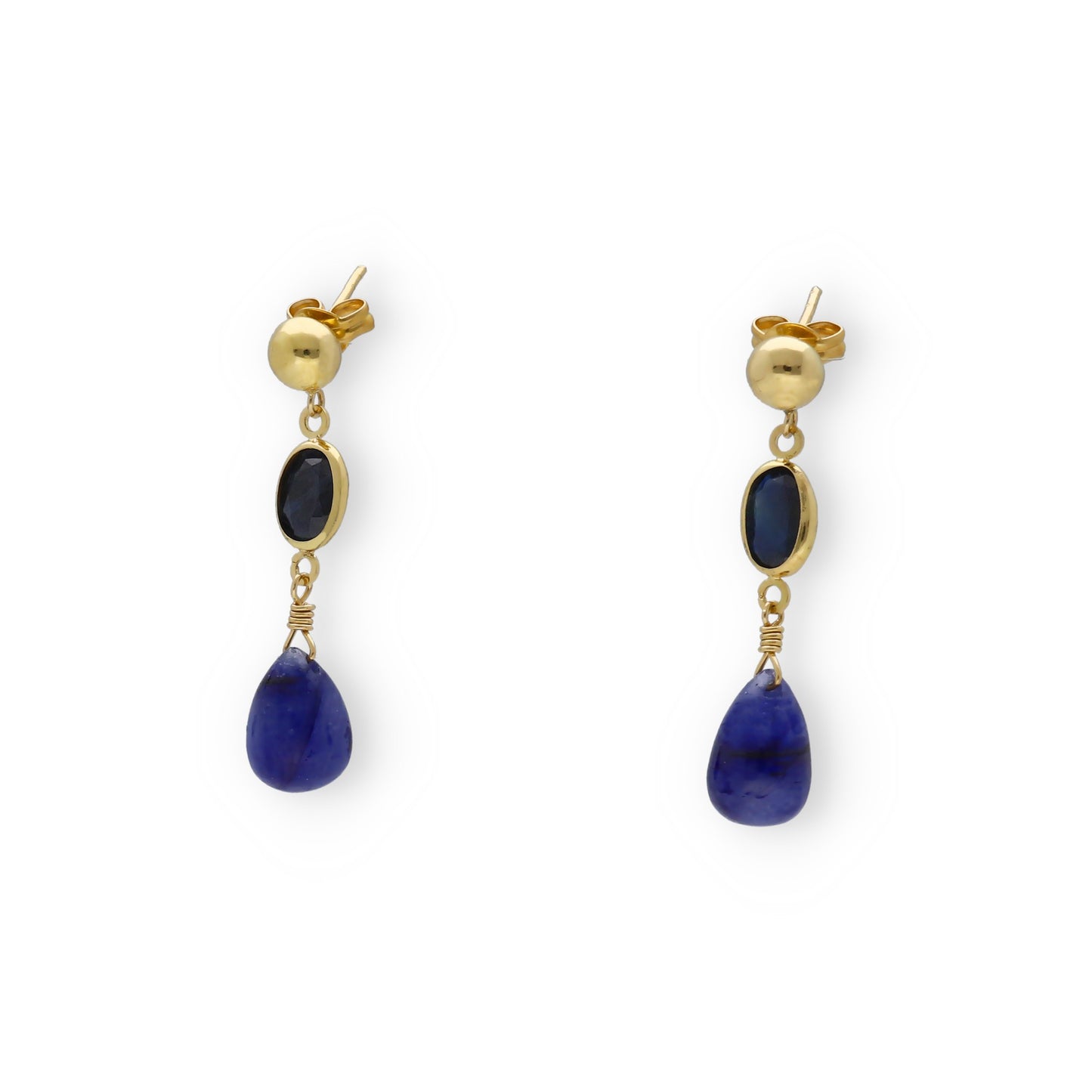 Pendientes Minerva en Oro Amarillo 18k con Zafiros