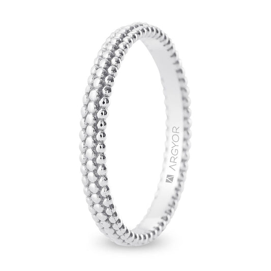 Alianza de Boda en Oro Blanco 18k con Diseño de Bolas