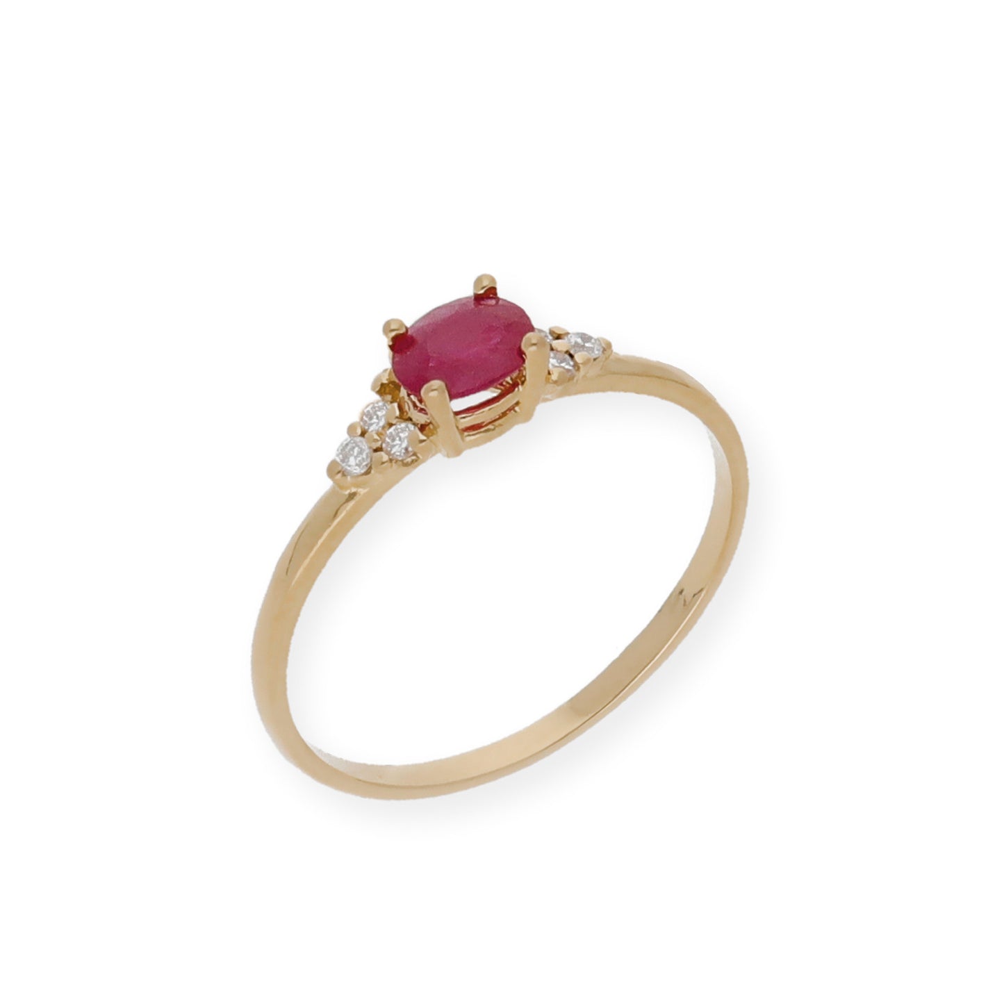 Anillo Diana Oro 18K con Rubi y tréboles de Diamantes