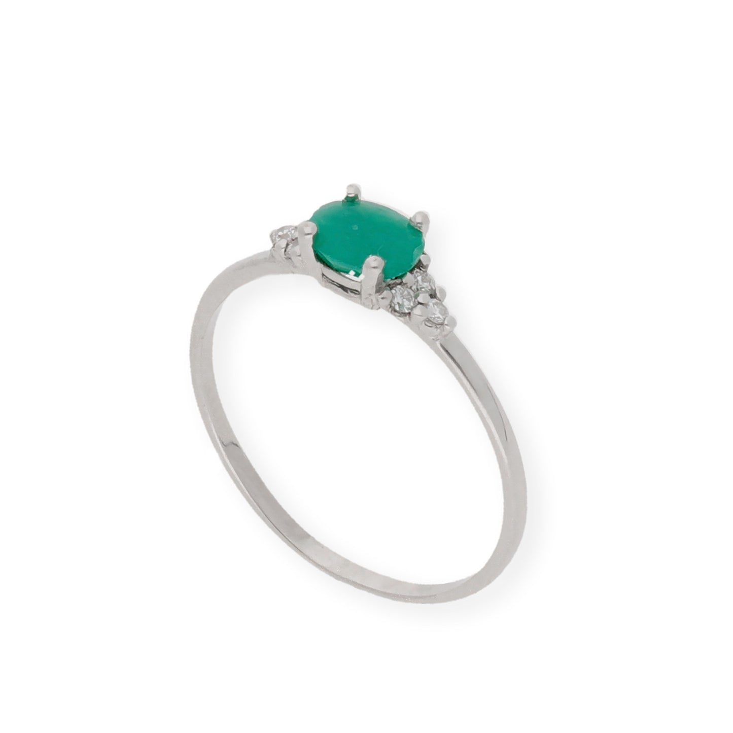 Anillo Diana Oro 18K con Esmeralda y tréboles de Diamantes